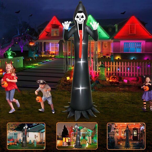 10 FT Halloween Inflatable Grim Reaper Decoration with Led Light Scary Halloween - Picture 3 of 6